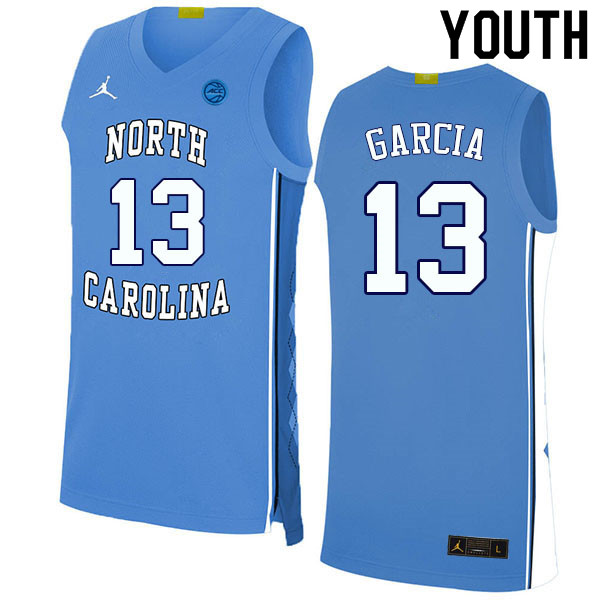 Youth #13 Dawson Garcia North Carolina Tar Heels College Basketball Jerseys Sale-Blue